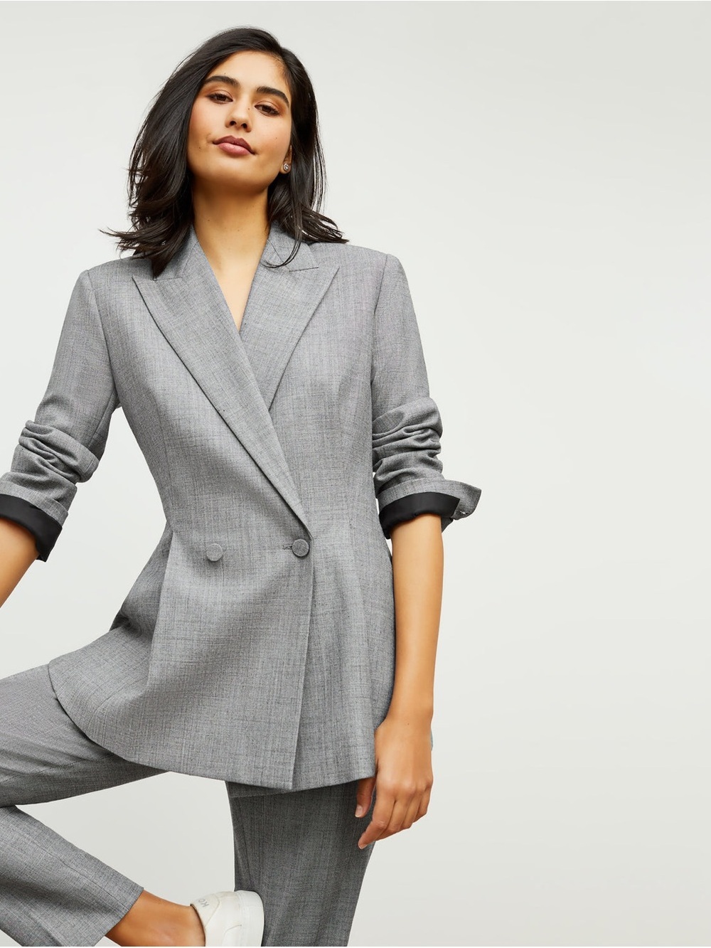 M.M.LaFleur Gala 1.0 NWT Virgin Wool Blend Double Breasted Blazer Gray Size 6